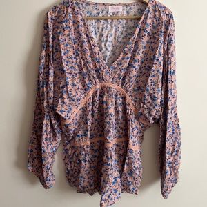 Pink Lilly Floral Blouse Size M